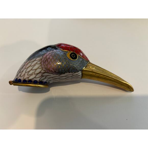 Vintage Cloisonne Trinket Box Bird Head Duck - Picture 4 of 7